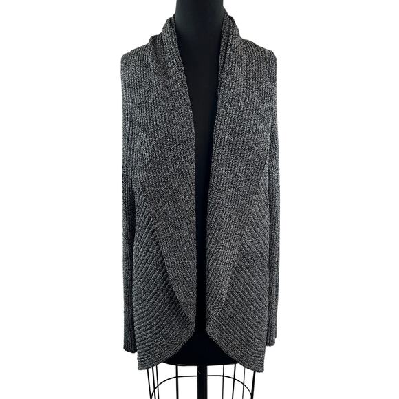 J'envie New York Black White Cardigan Sweater Knit Open Front Shawl Neck O/S 1Sz - Picture 1 of 8